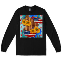 Black usa map with sunflowers and leopard seamless pattern Long Sleeve Tee - BundleAndBundleShop
