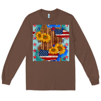 Chestnut usa map with sunflowers and leopard seamless pattern Long Sleeve Tee - BundleAndBundleShop