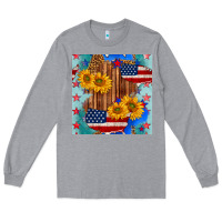 Heather Grey usa map with sunflowers and leopard seamless pattern Long Sleeve Tee - BundleAndBundleShop