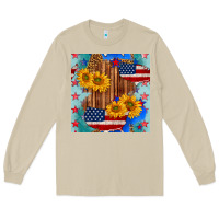 Mushroom usa map with sunflowers and leopard seamless pattern Long Sleeve Tee - BundleAndBundleShop
