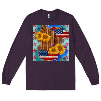 Plum usa map with sunflowers and leopard seamless pattern Long Sleeve Tee - BundleAndBundleShop