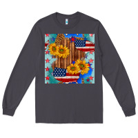 Smoke usa map with sunflowers and leopard seamless pattern Long Sleeve Tee - BundleAndBundleShop