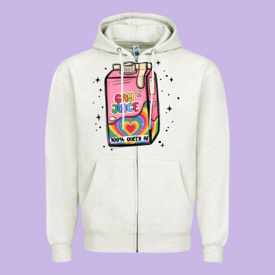 Gay Juice Zipper Hoodie Designed By Maliassmallbusiness