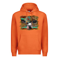 Carrot holstein cow with cap and leopard background Premium Hoodie - BarkalooDesign