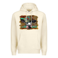 Sandshell holstein cow with cap and leopard background Premium Hoodie - BarkalooDesign