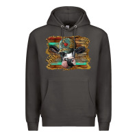 Smoke holstein cow with cap and leopard background Premium Hoodie - BarkalooDesign