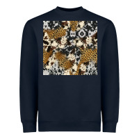 Navy cowhide leopard seamless pattern Heavyweight Sweatshirt - HRA Design Shop