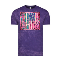 Cloud Purple warrior breast cancer and american flag Vintage Tee - AdoDesignShop