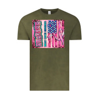 Vintage Olive warrior breast cancer and american flag Vintage Tee - AdoDesignShop