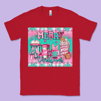 Merry Christmas Pink Coffee Classic Tee Designed By Jasminsmagicworld
