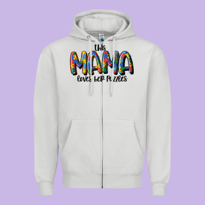 This Mama Loves Her Puzzle Zipper Hoodie Designed By Maliassmallbusiness
