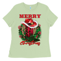 Matcha merry christmas boots hat rope Ladies Tee - AdoDesignShop