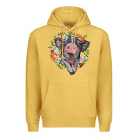 Antique Gold baby pig floral wreath Premium Hoodie - BarkalooDesign