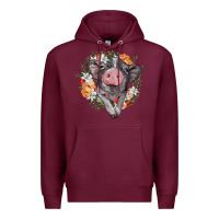Burgundy baby pig floral wreath Premium Hoodie - BarkalooDesign