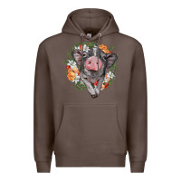 Coffee baby pig floral wreath Premium Hoodie - BarkalooDesign
