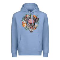 Colony Blue baby pig floral wreath Premium Hoodie - BarkalooDesign