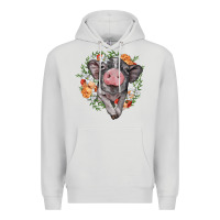 Dove Grey baby pig floral wreath Premium Hoodie - BarkalooDesign