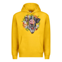 Lemon baby pig floral wreath Premium Hoodie - BarkalooDesign