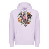 Lilac baby pig floral wreath Premium Hoodie - BarkalooDesign