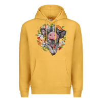 Mustard baby pig floral wreath Premium Hoodie - BarkalooDesign