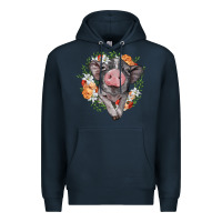 Navy baby pig floral wreath Premium Hoodie - BarkalooDesign