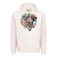 Pale Pink baby pig floral wreath Premium Hoodie - BarkalooDesign