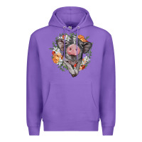 Purple baby pig floral wreath Premium Hoodie - BarkalooDesign
