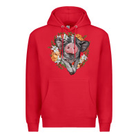 Red baby pig floral wreath Premium Hoodie - BarkalooDesign