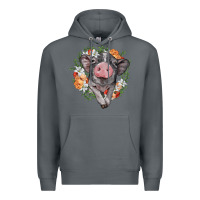 Rock baby pig floral wreath Premium Hoodie - BarkalooDesign