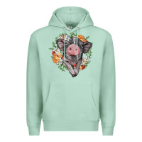 Seafoam baby pig floral wreath Premium Hoodie - BarkalooDesign