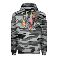Slate Camo baby pig floral wreath Premium Hoodie - BarkalooDesign