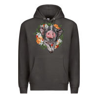 Smoke baby pig floral wreath Premium Hoodie - BarkalooDesign
