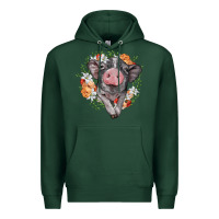 Sports Green baby pig floral wreath Premium Hoodie - BarkalooDesign