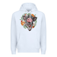 White baby pig floral wreath Premium Hoodie - BarkalooDesign