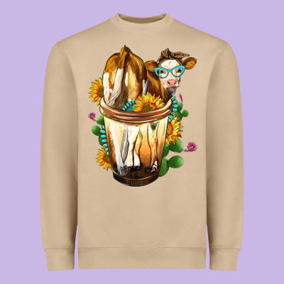 Simmental Cow Bobba Cup Heavyweight Sweatshirt Designed By Fadigitalartstudio