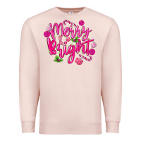 Pale Pink merry and bright Premium Sweatshirt - MaliasSmallBusiness