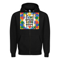 Black ı love someone with autism Zipper Hoodie - MaliasSmallBusiness