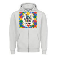 Dove Grey ı love someone with autism Zipper Hoodie - MaliasSmallBusiness