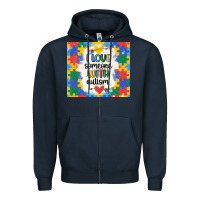 Navy ı love someone with autism Zipper Hoodie - MaliasSmallBusiness