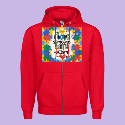 ı Love Someone With Autism Zipper Hoodie Designed By Maliassmallbusiness