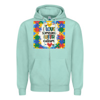 Seafoam ı love someone with autism Zipper Hoodie - MaliasSmallBusiness