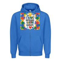 True Royal ı love someone with autism Zipper Hoodie - MaliasSmallBusiness