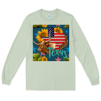 Matcha 4th of july texas map with cow seamless pattern Long Sleeve Tee - BundleAndBundleShop
