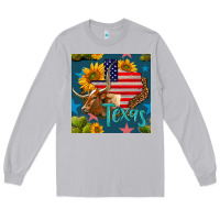 Moon Dust 4th of july texas map with cow seamless pattern Long Sleeve Tee - BundleAndBundleShop