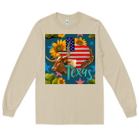 Mushroom 4th of july texas map with cow seamless pattern Long Sleeve Tee - BundleAndBundleShop