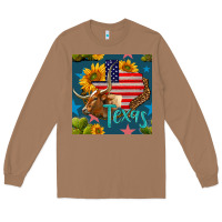 Toasted Coconut 4th of july texas map with cow seamless pattern Long Sleeve Tee - BundleAndBundleShop