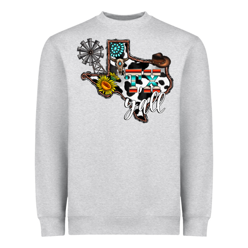 Tx Yall Western Heavyweight Sweatshirt by CowhideDigitalArt | Teevron
