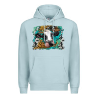 Blue Mist holstein cow leopard and western background Premium Hoodie - BarkalooDesign