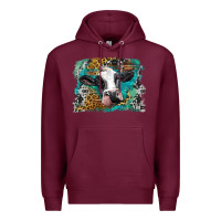 Burgundy holstein cow leopard and western background Premium Hoodie - BarkalooDesign