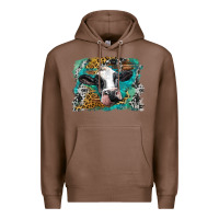 Chestnut holstein cow leopard and western background Premium Hoodie - BarkalooDesign